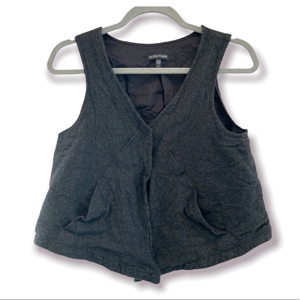 EILEEN FISHER Vest Wool 90’s Y2K Minimalist Cropped Small